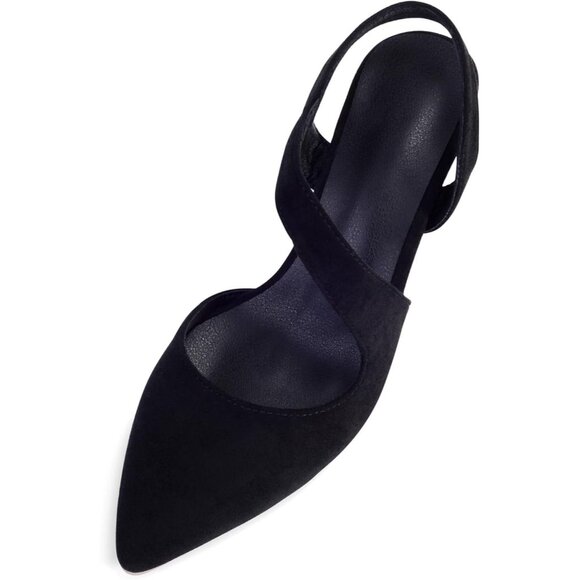 Rhinestone Black Kitten Low Heel Sparkly Pumps Wedding Dressy Shoes for Women - Picture 8 of 8